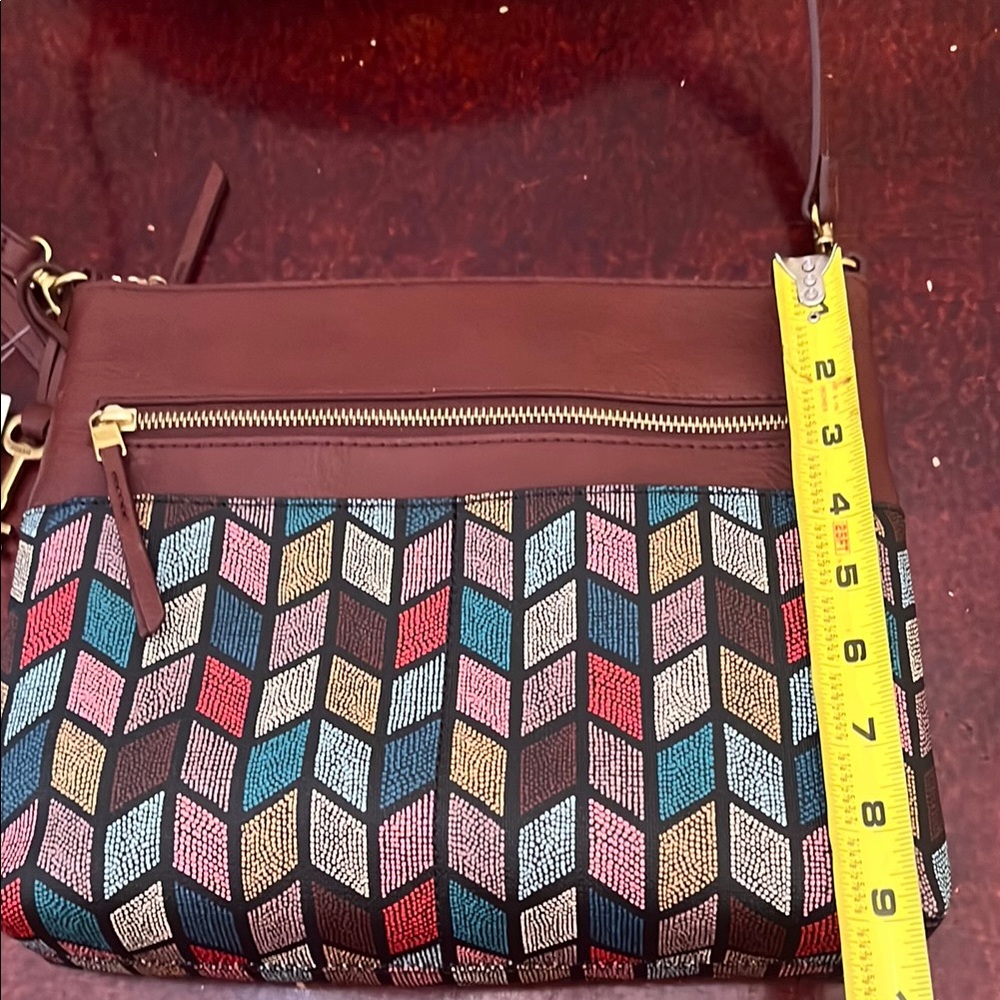 Chic Brown And Multicolor Patterned Clutch - image 2